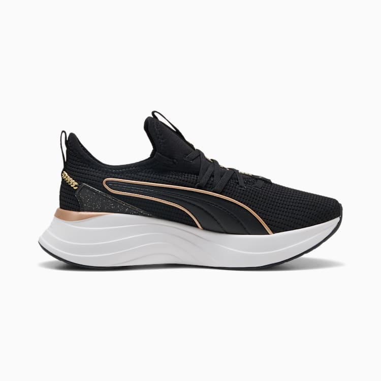 Puma Womens Sabrina Polished Chrome Sneakers In Black & Gold