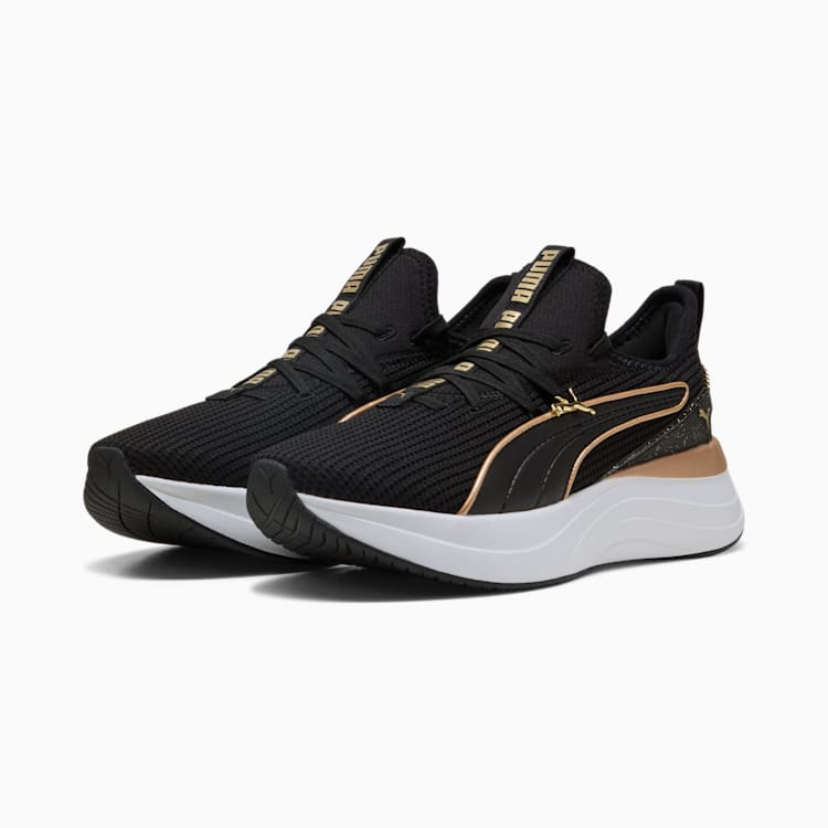 Puma Womens Sabrina Polished Chrome Sneakers In Black & Gold