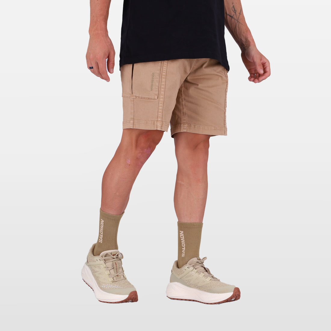 Salomon Mens Sport Cargo Short In Khaki