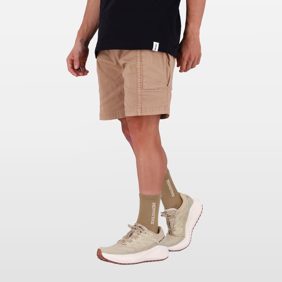 Salomon Mens Sport Cargo Short In Khaki