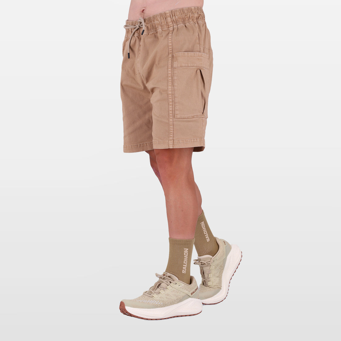 Salomon Mens Sport Cargo Short In Khaki