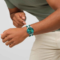 Swatch Green Casual Stripe Watch For Men