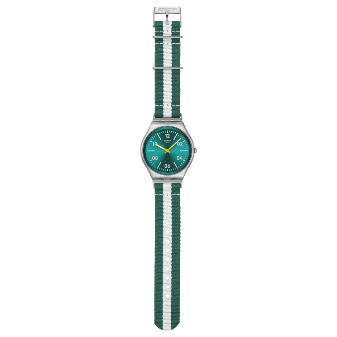 Swatch Green Casual Stripe Watch For Men