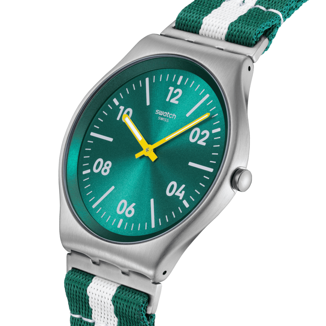 Swatch Green Casual Stripe Watch For Men