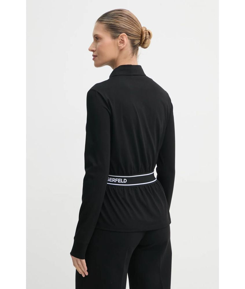 Karl Lagerfeld A1W17067 Jersey Logo Button Down Black