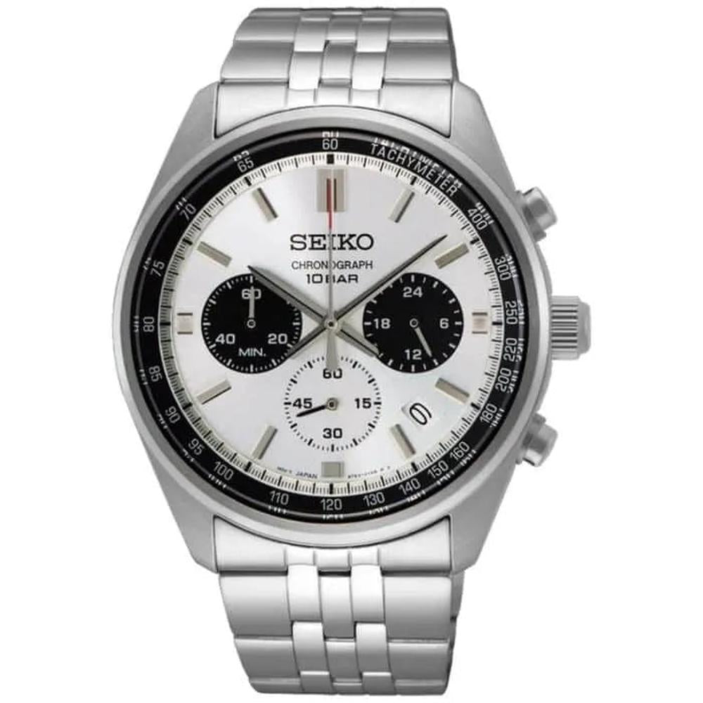 Seiko Mens Chrono Silver Dial Watch In Silver