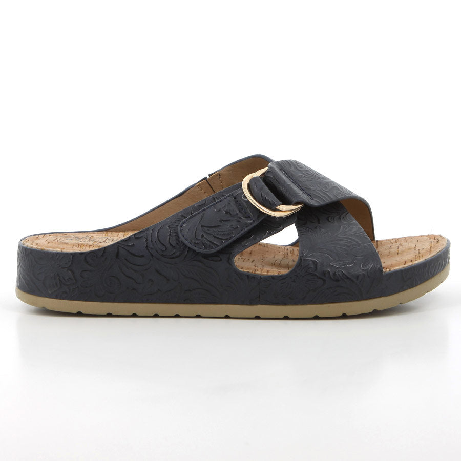 Hush Puppies Ladies Soft Tanika Emboss Sandals In Navy