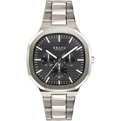 Obaku Men`s Blacksteel Black Dial Stainless Steel Strap Watch