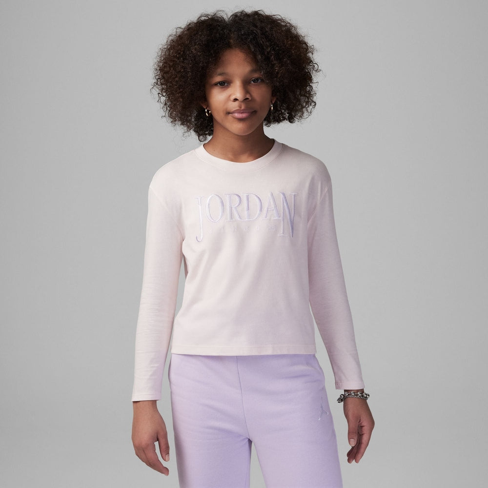 Jordan Girls Fundamentals Long Sleeves T-Shirt In Pink Wash