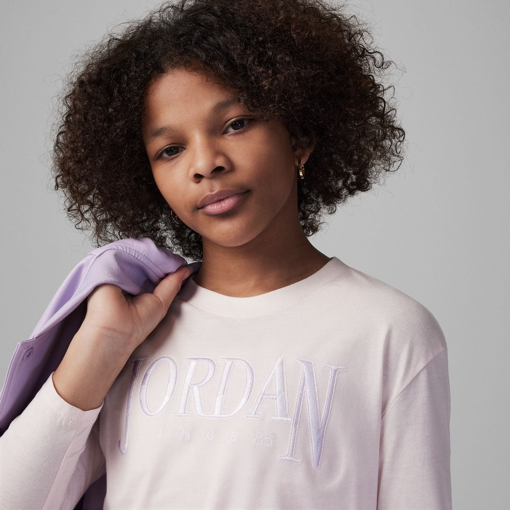 Jordan Girls Fundamentals Long Sleeves T-Shirt In Pink Wash