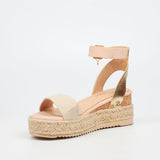 Miss Black Ladies Steffi 3 Wedge Sandals In Nude