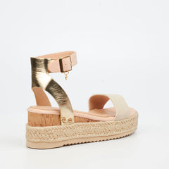 Miss Black Ladies Steffi 3 Wedge Sandals In Nude