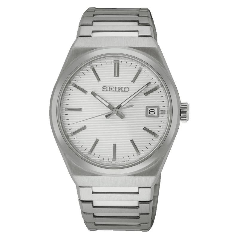 Seiko Mens Stainless steel Strap Watch In White