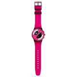 Swatch Fuchsia Lines Unisex Watch In Black & Pink