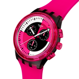 Swatch Fuchsia Lines Unisex Watch In Black & Pink