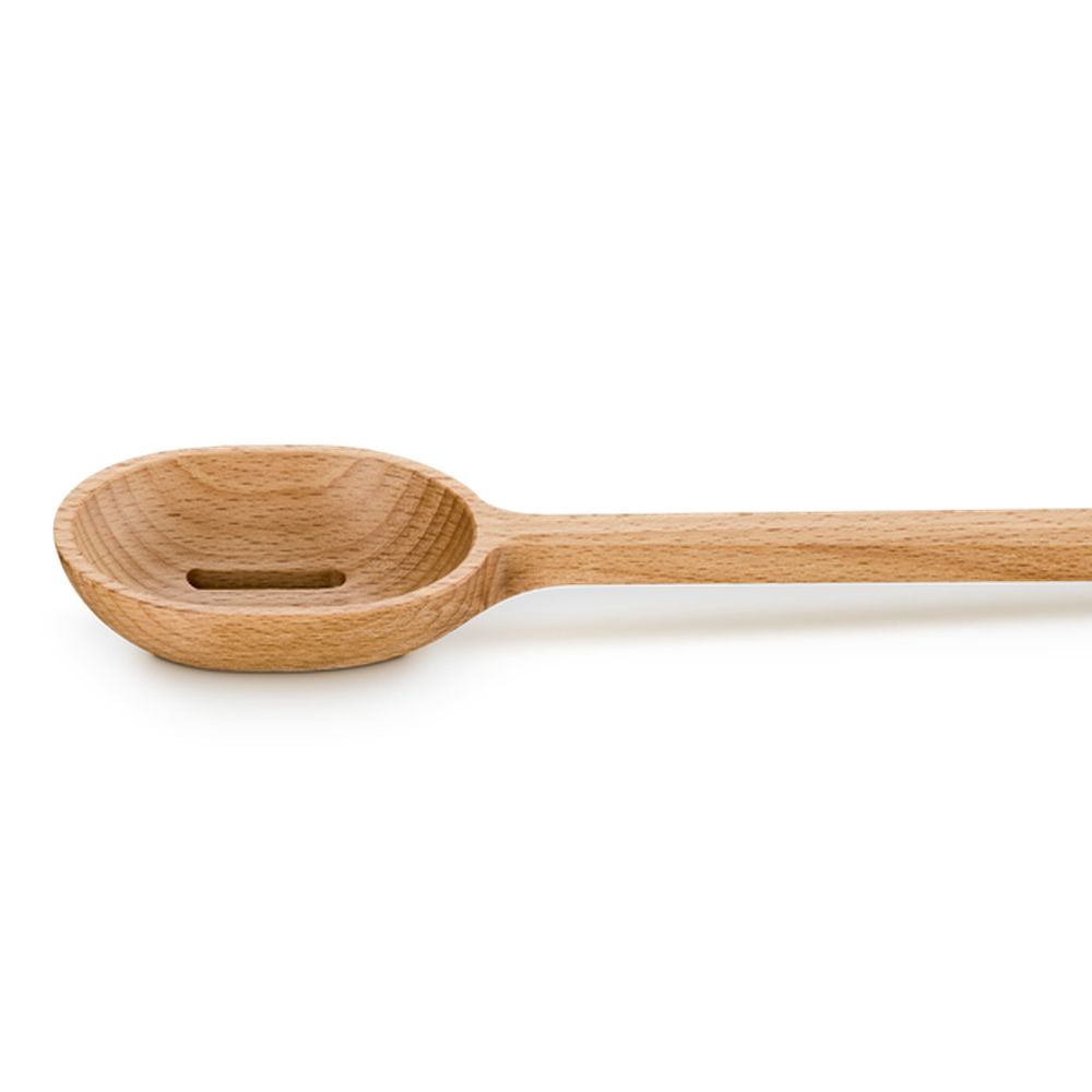 Le Creuset Beech Wood Slotted Spoon In Brown