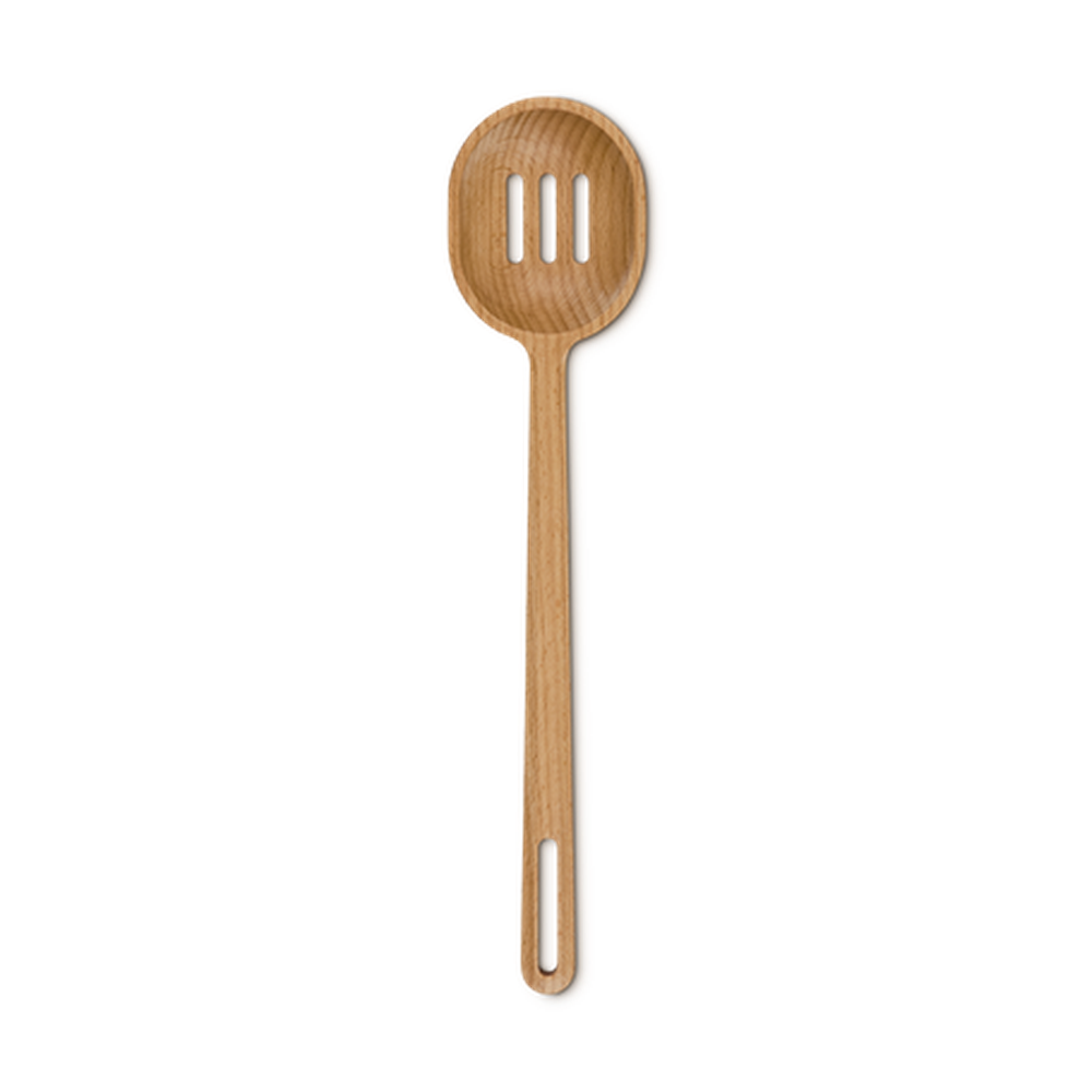 Le Creuset Beech Wood Slotted Spoon In Brown