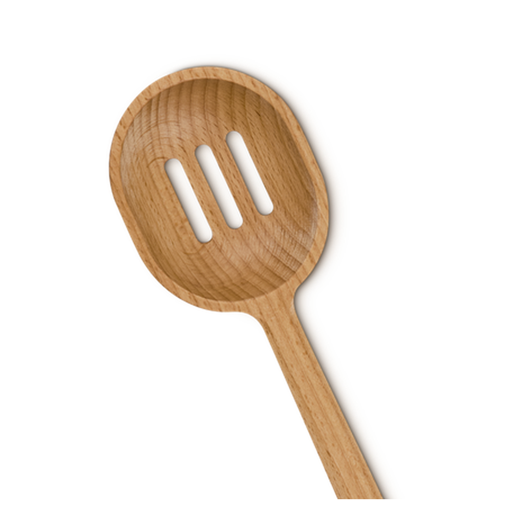 Le Creuset Beech Wood Slotted Spoon In Brown