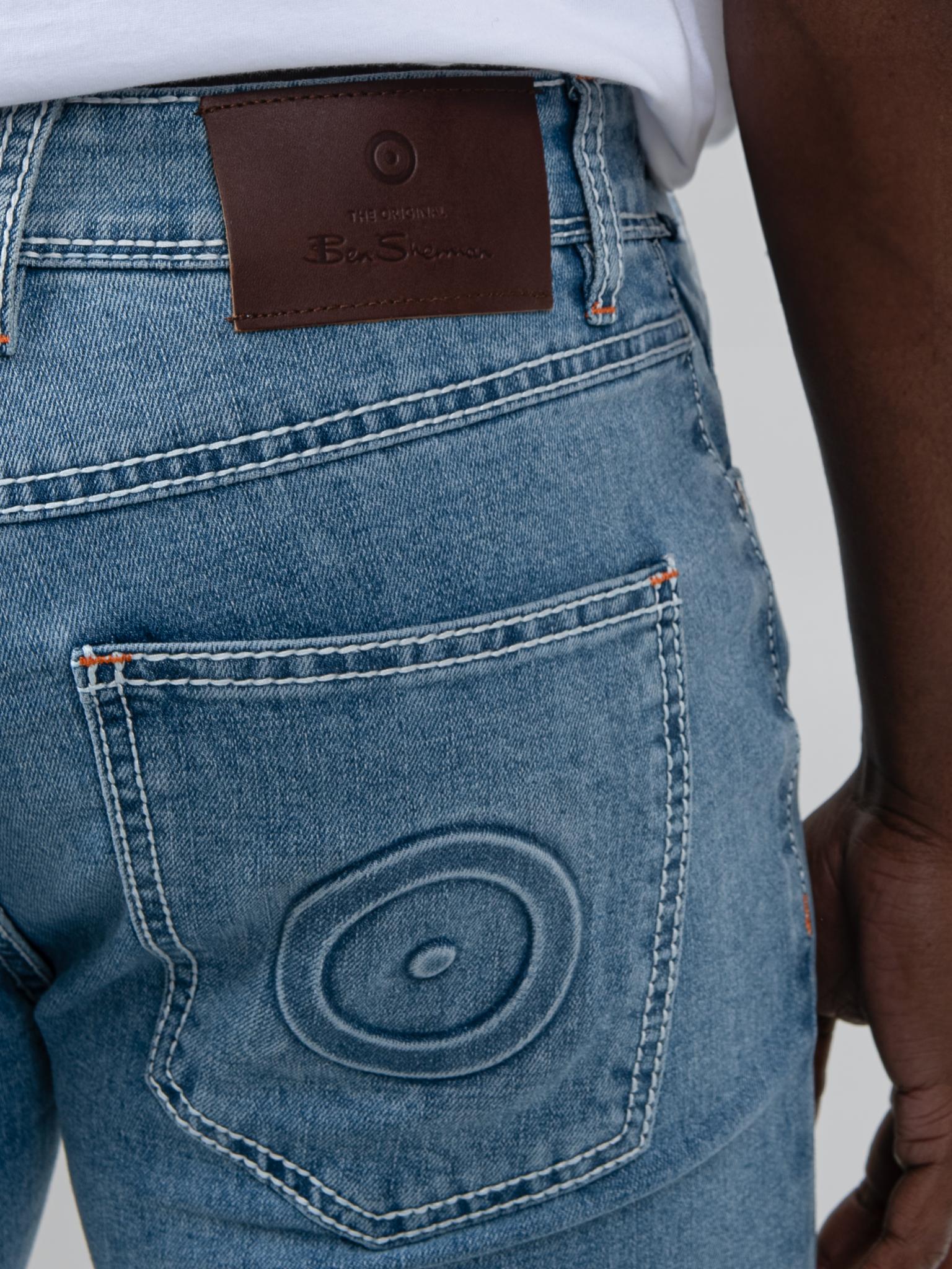 Ben Sherman Mens Saddle Stitch Slim Fit Light Blue Jeans