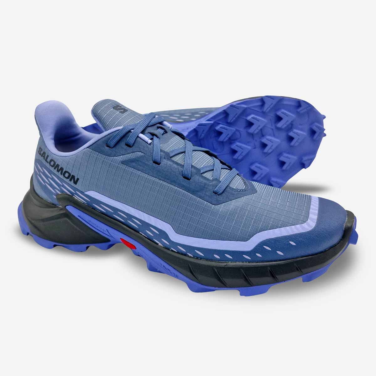 Salomon Womens Alphacross 5 Shoes In Bering Sea/Carbon/Blue Heron