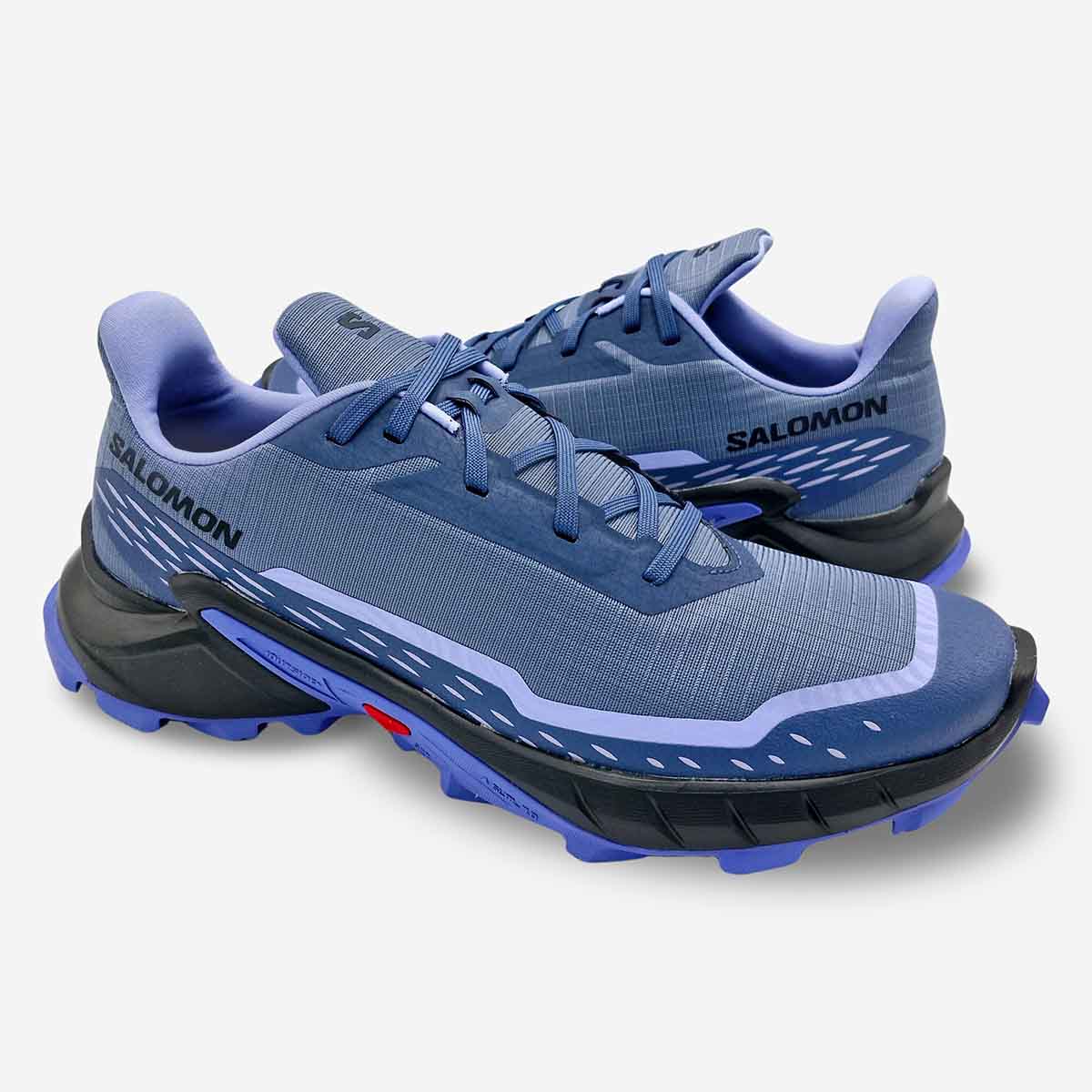 Salomon Womens Alphacross 5 Shoes In Bering Sea/Carbon/Blue Heron