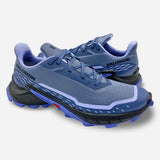 Salomon Womens Alphacross 5 Shoes In Bering Sea/Carbon/Blue Heron