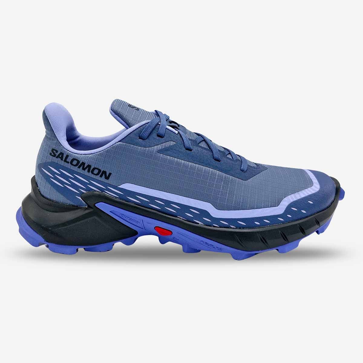 Salomon Womens Alphacross 5 Shoes In Bering Sea/Carbon/Blue Heron