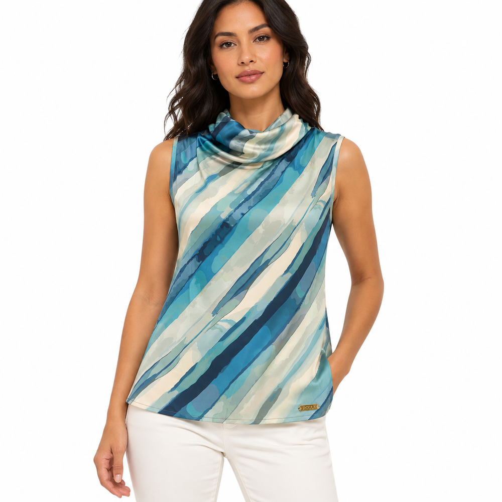 Polo Womens Anna Cowl Neck Blouse In Ocean