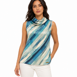 Polo Womens Anna Cowl Neck Blouse In Ocean