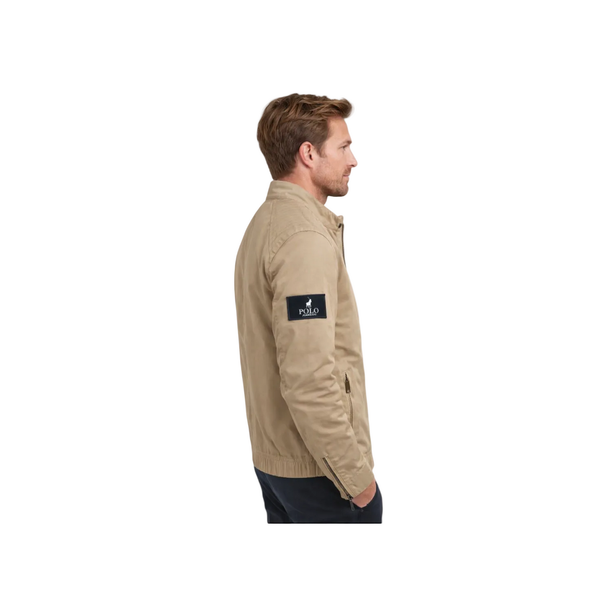 Polo Mens Long Sleeve Quilted Biker Jacket In Taup