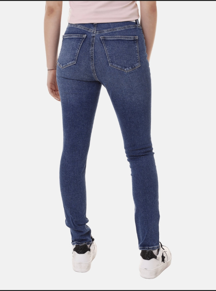 Calvin Klein Mid Rise Skinny Jeans In Denim Dark
