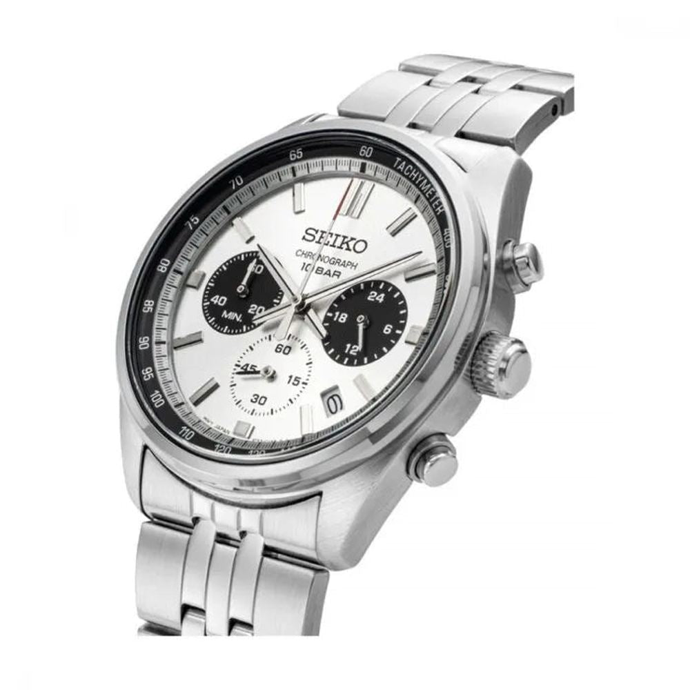 Seiko Mens Chrono Silver Dial Watch In Silver