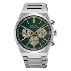 Seiko Sport Chronograph Watch - Silver/Green