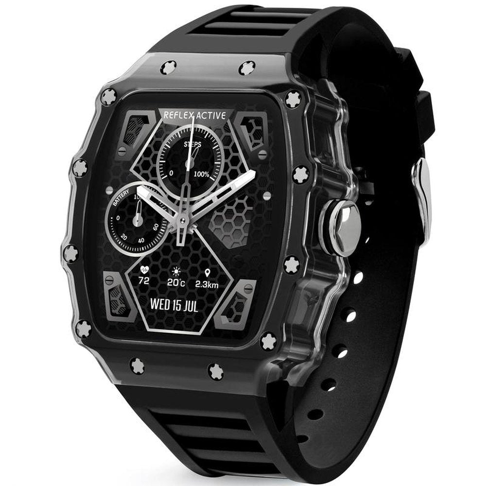 Reflex  Active Mens Black Screen Silicone Watch In Black