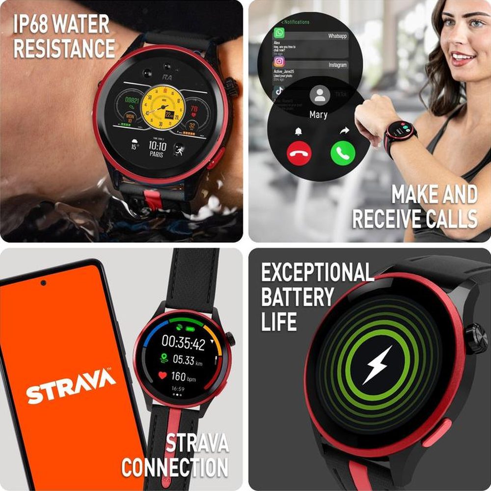 Reflex Active Ip Unisex Red Aluminium Top Watch In Black