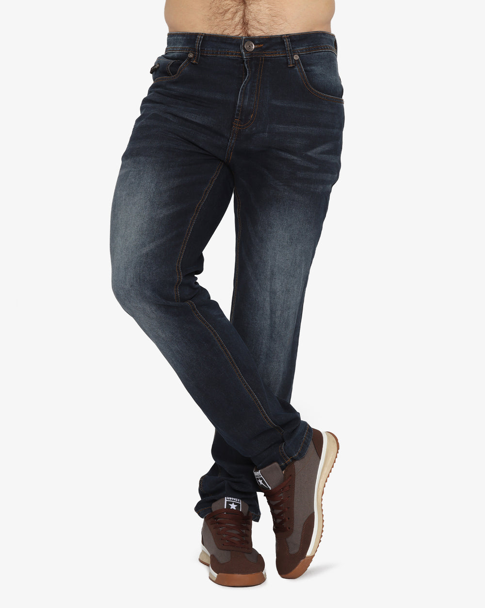 Soviet Mens Modern Fit Slim Leg Denim Dark Indigo