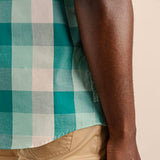 Polo Mens Multi Check Short Sleeves Shirt In Aqua