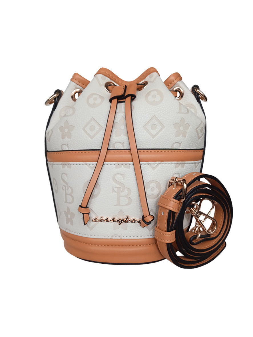 Sissyboy Ladies Cream Mini Debossed Bucket Bag