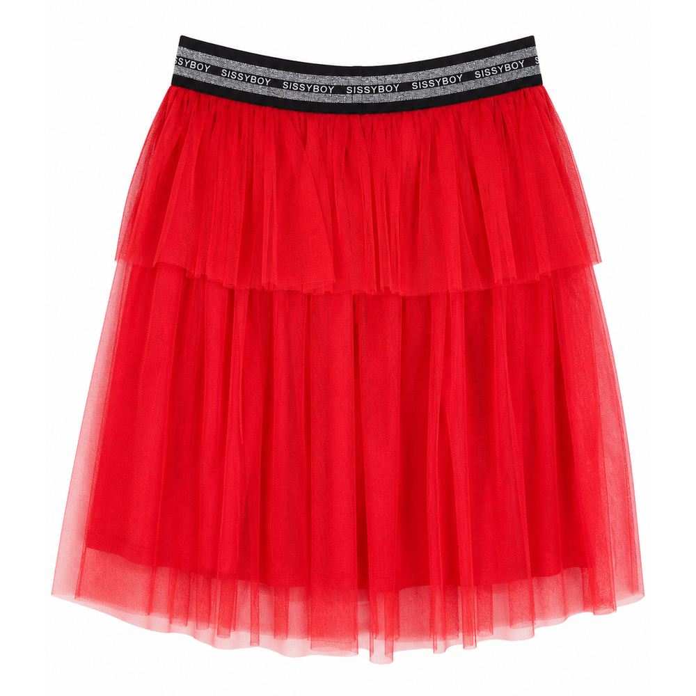 Sissy Boy Girls Tiered Skirt With Branded Elastic In Red