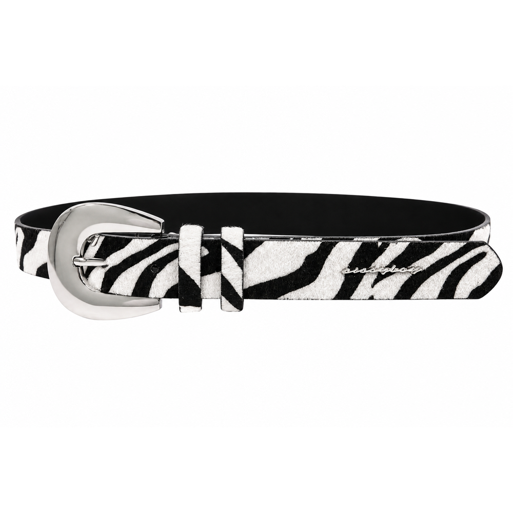 Sissy Boy Ladies Zoah Belt Animal Zebra Print In Black