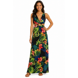 Sissy Boy Maxi Dress With Ring Detail And Slits In Blue Multi