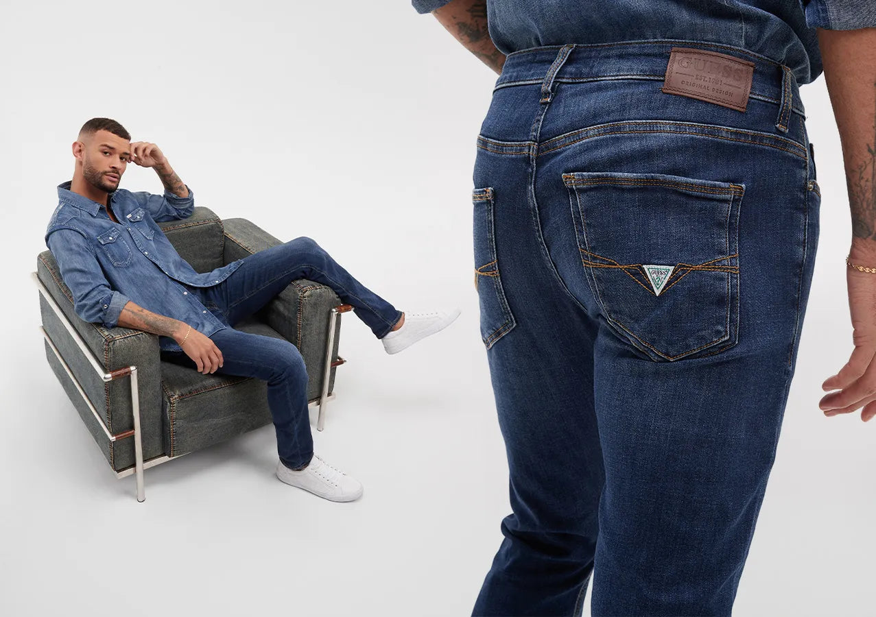 Guess Mens Slim Tapered Denim Blue