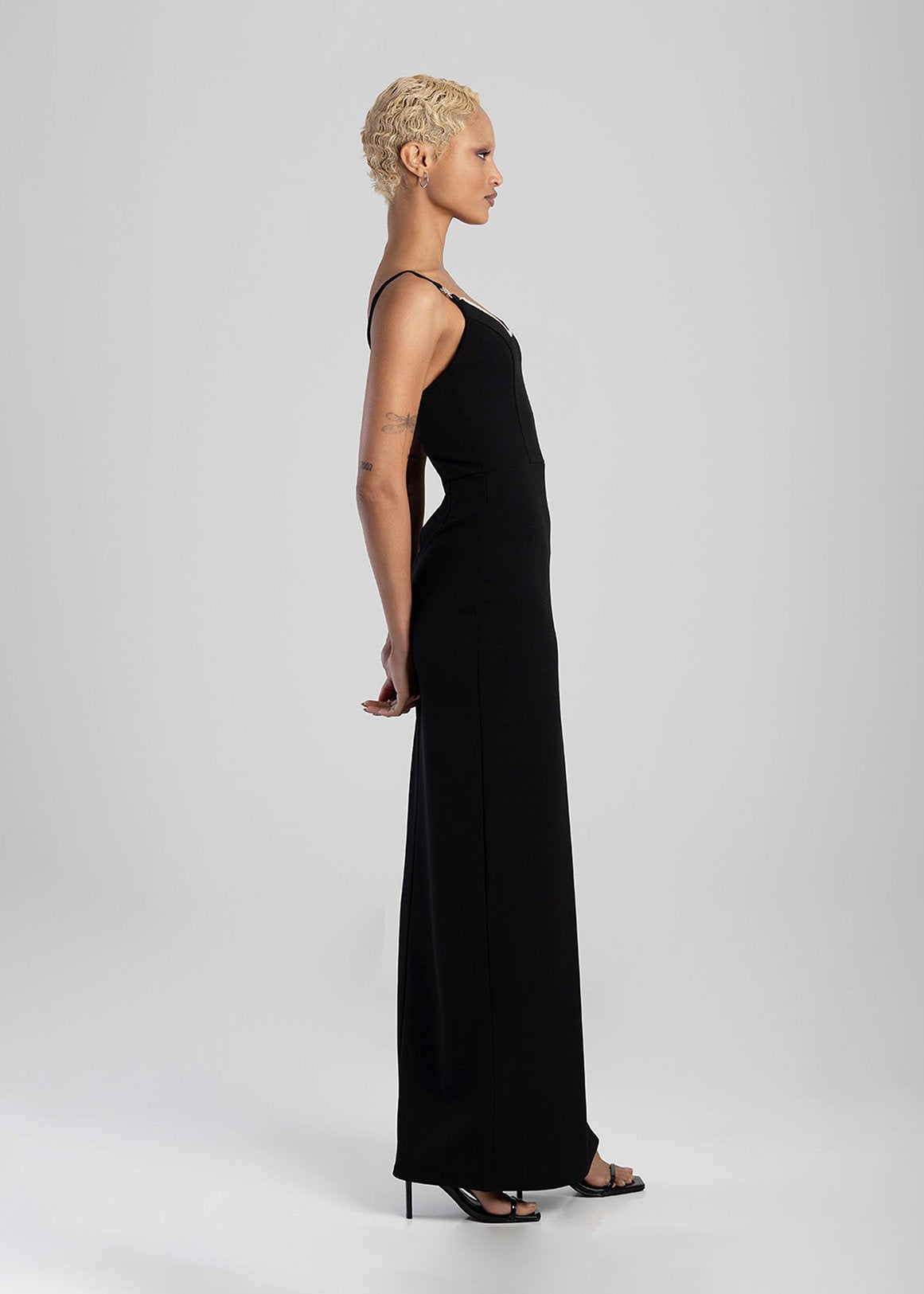 Sissy boy Maxi Dress With a Neckline In Black