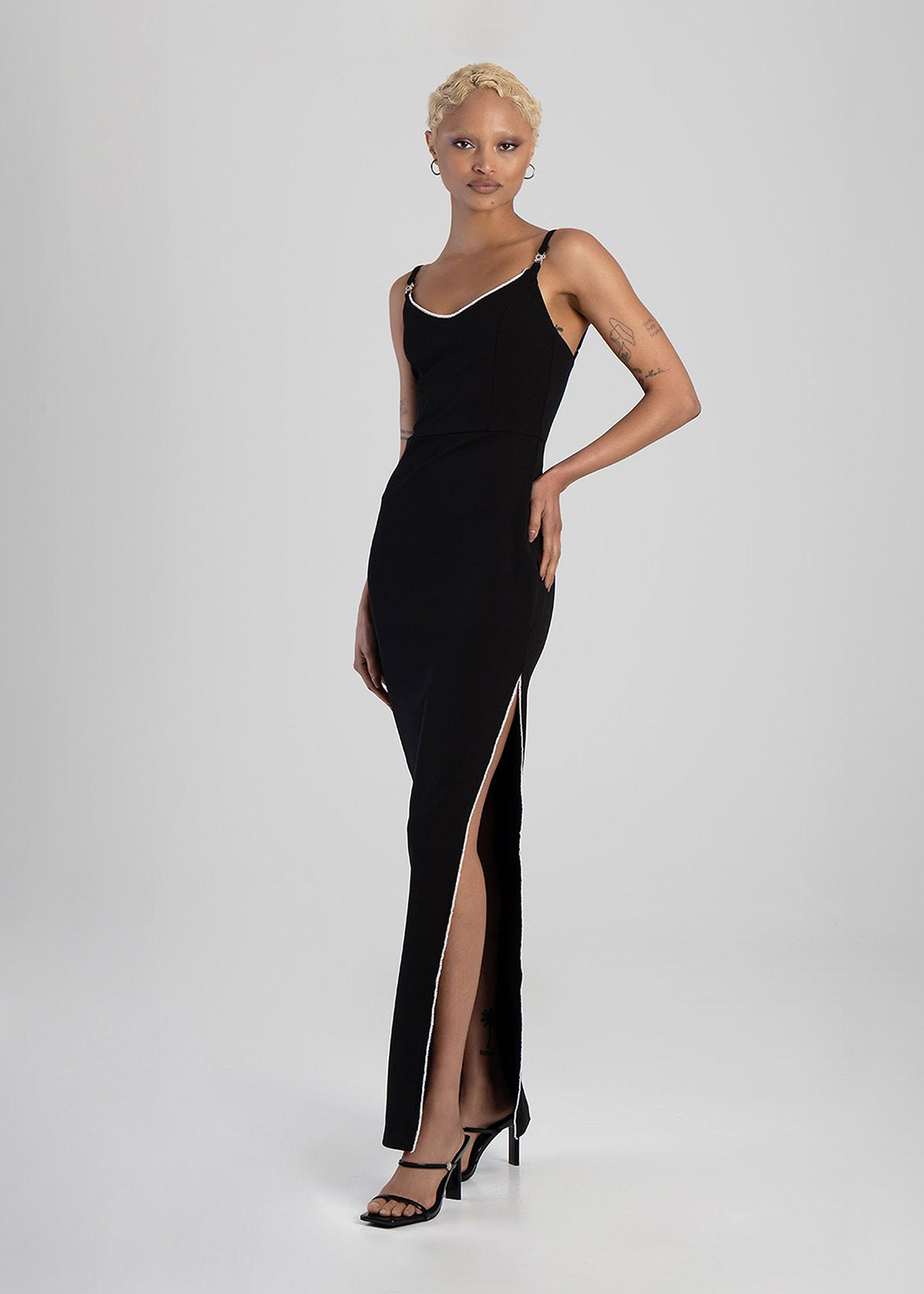 Sissy boy Maxi Dress With a Neckline In Black