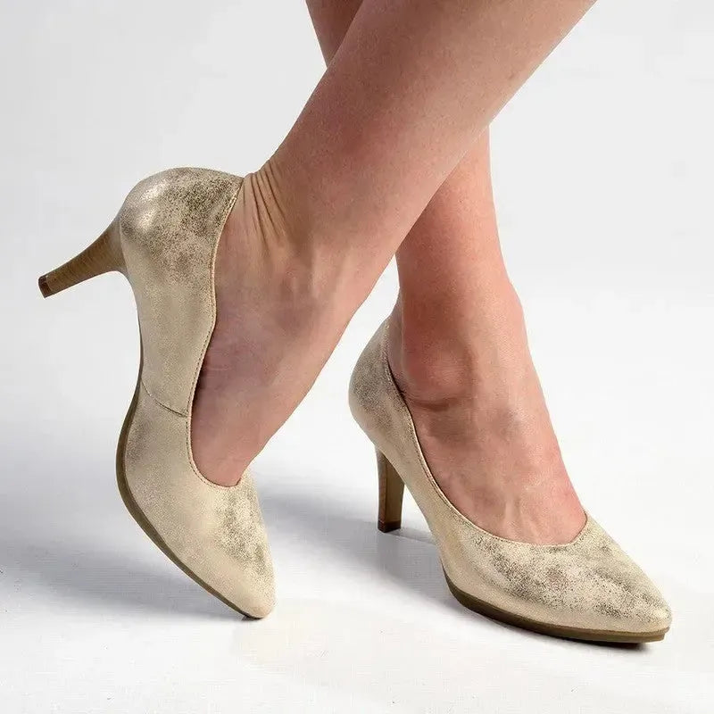 Hush Puppies Ladies Soft Phillipa Heels In Light Gold