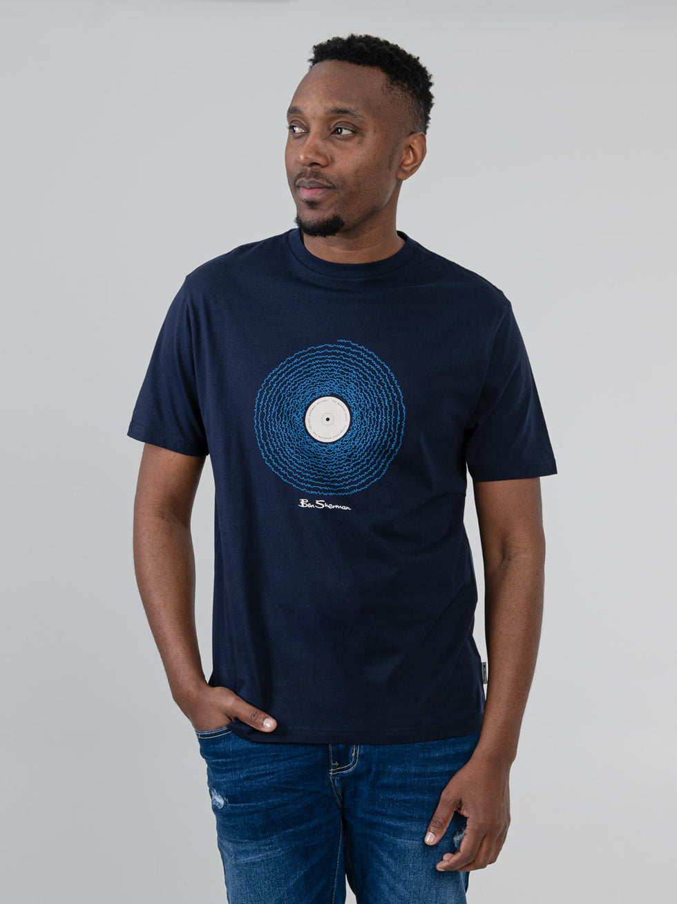 Ben Sherman Mens Sound Waves Navy T-Shirt