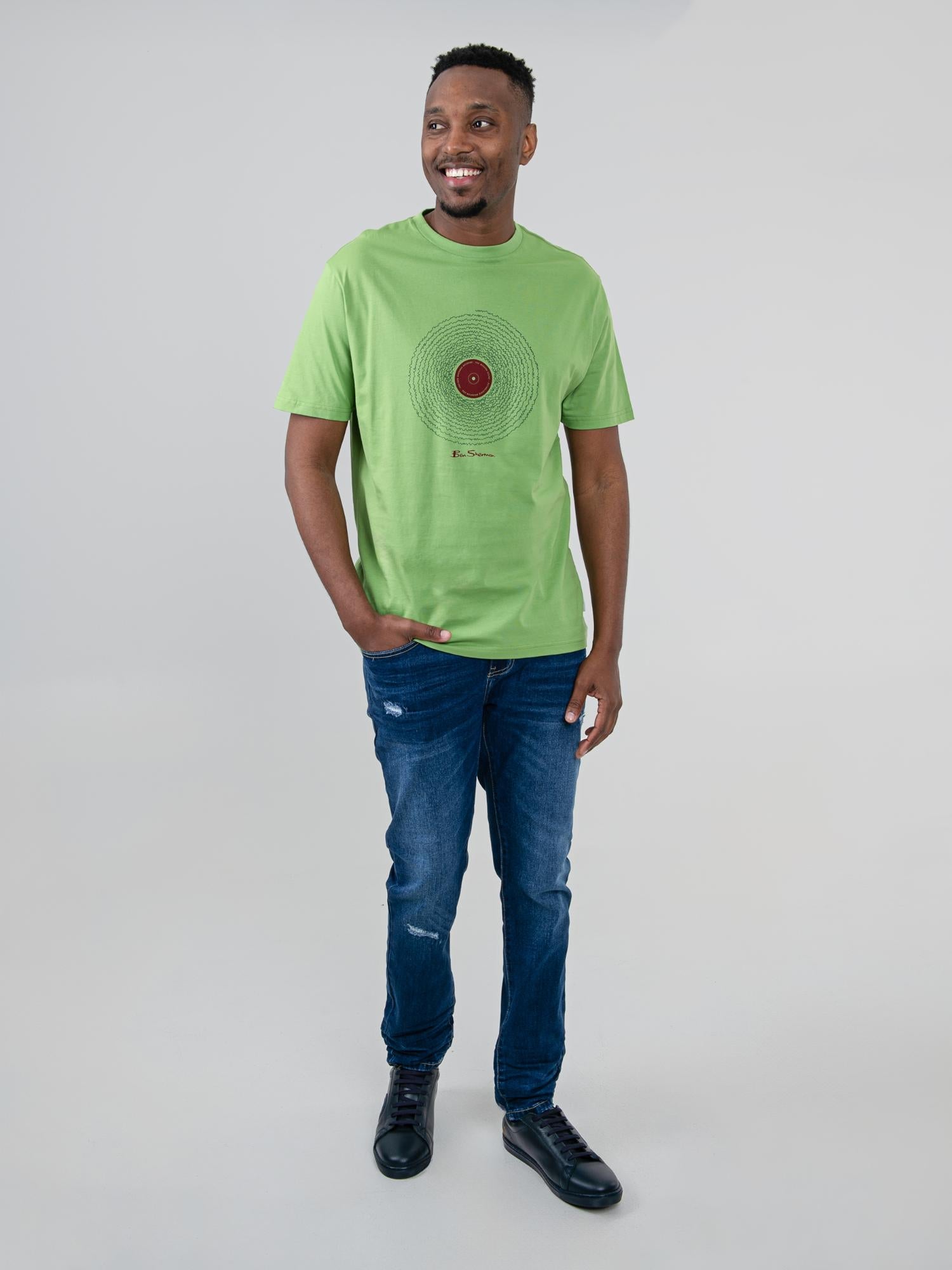 Ben Sherman Mens Sound Waves T-Shirt In Piquant Green