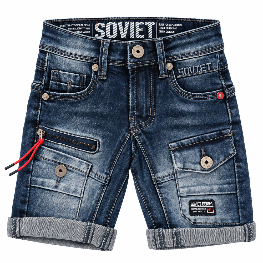 Soviet Boys Butler Fashion Denim Shorts In Blue Black