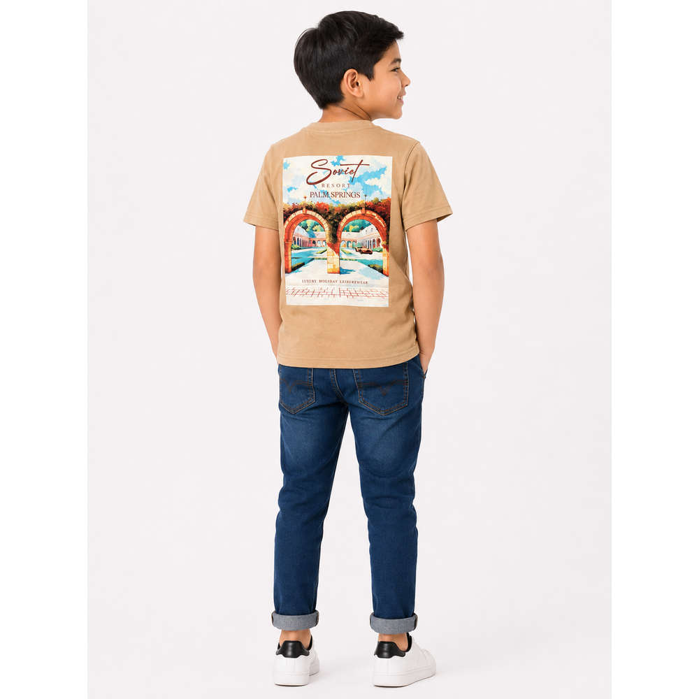 Soviet Boys Convoy Short Sleeves Box Fit Fashion T-Shirt In Khaki