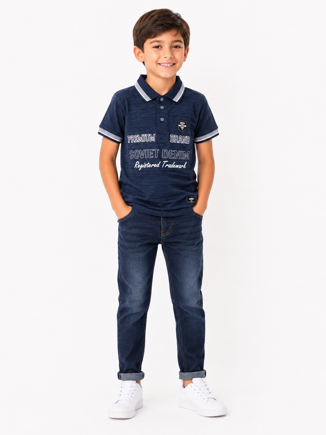 Soviet Boys Coupe Short Sleeves Fashion Golfer In Navy